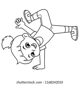Break Dancer Girl Practicing Her Moves BW.
