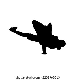 Break dancer icon. Simple style break dance lessons course big sale poster background symbol. Break dancer brand logo design element. Break dancer t-shirt printing. Vector for sticker.
