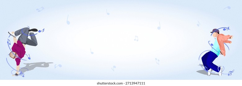 Break dancer Illustration in blue as a background 