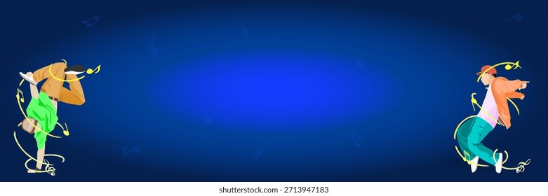 Break dancer Illustration in dark blue as a background 