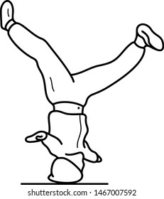 Break dancer. Vector outline icon isolated on white background.