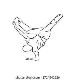 break dancer-continuous line drawing. break dance, dancer, vector sketch illustration
