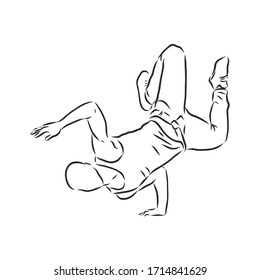 break dancer-continuous line drawing. break dance, dancer, vector sketch illustration