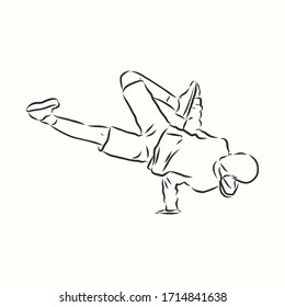 break dancer-continuous line drawing. break dance, dancer, vector sketch illustration