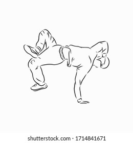 break dancer-continuous line drawing. break dance, dancer, vector sketch illustration