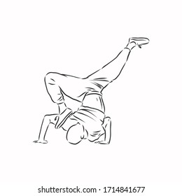break dancer-continuous line drawing. break dance, dancer, vector sketch illustration