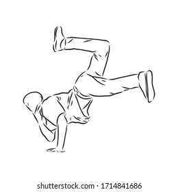 break dancer-continuous line drawing. break dance, dancer, vector sketch illustration
