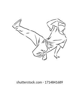 break dancer-continuous line drawing. break dance, dancer, vector sketch illustration