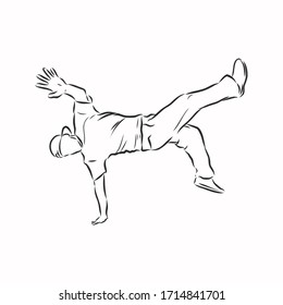 break dancer-continuous line drawing. break dance, dancer, vector sketch illustration