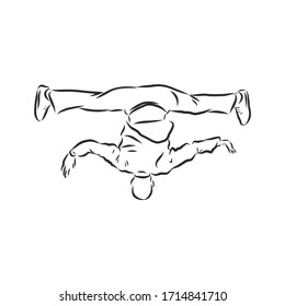 break dancer-continuous line drawing. break dance, dancer, vector sketch illustration