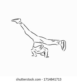 break dancer-continuous line drawing. break dance, dancer, vector sketch illustration