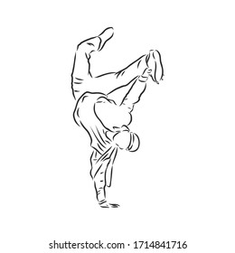 break dancer-continuous line drawing. break dance, dancer, vector sketch illustration