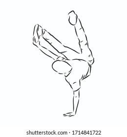 break dancer-continuous line drawing. break dance, dancer, vector sketch illustration
