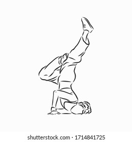 break dancer-continuous line drawing. break dance, dancer, vector sketch illustration