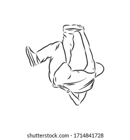break dancer-continuous line drawing. break dance, dancer, vector sketch illustration