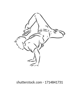 break dancer-continuous line drawing. break dance, dancer, vector sketch illustration