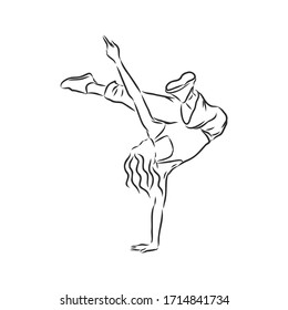 break dancer-continuous line drawing. break dance, dancer, vector sketch illustration