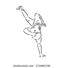 break dancer-continuous line drawing. break dance, dancer, vector sketch illustration