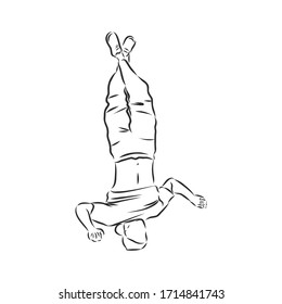break dancer-continuous line drawing. break dance, dancer, vector sketch illustration
