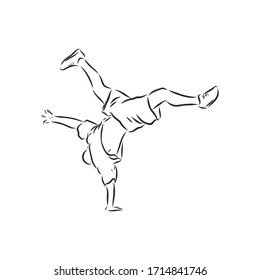 break dancer-continuous line drawing. break dance, dancer, vector sketch illustration