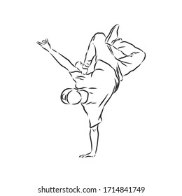 break dancer-continuous line drawing. break dance, dancer, vector sketch illustration