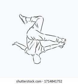 break dancer-continuous line drawing. break dance, dancer, vector sketch illustration