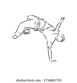 break dancer-continuous line drawing. break dance, dancer, vector sketch illustration