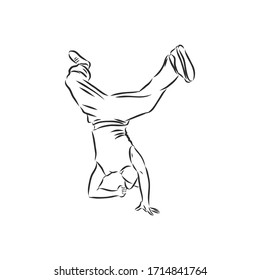 break dancer-continuous line drawing. break dance, dancer, vector sketch illustration