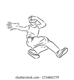 break dancer-continuous line drawing. break dance, dancer, vector sketch illustration