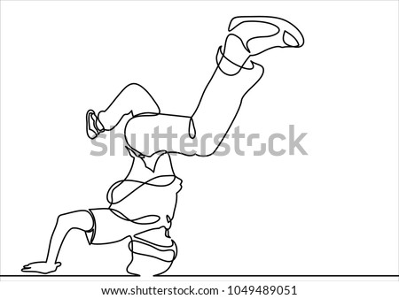 break dancer-continuous line drawing.vector art