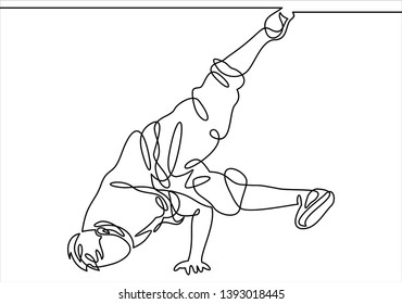 break dancer-continuous one line drawing.