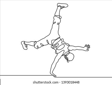 break dancer-continuous one line drawing.