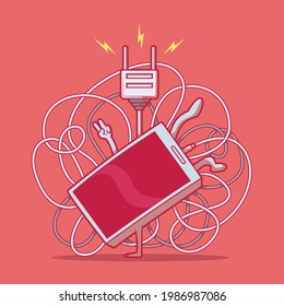 Break Dancing Phone character vector illustration. Dancing, energy, power design concept.