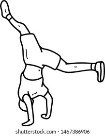 Break dancing. Vector outline icon isolated on white background.