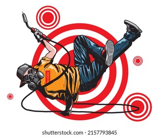 Break Dancing Welder Vector Illustration