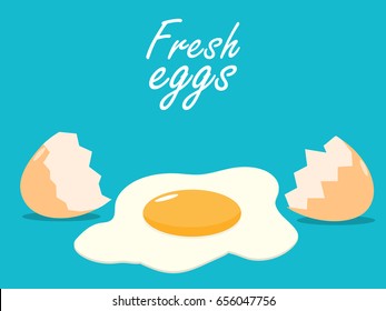 break eggs eggshells cracked fresh egg flat vector