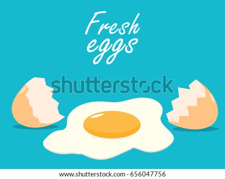 break eggs eggshells cracked fresh egg flat vector