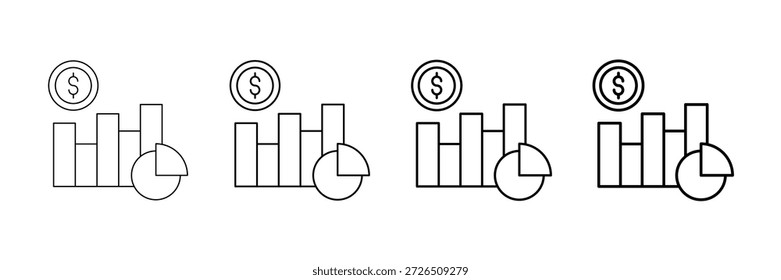 Vetor De Ícones De Gráfico De Ponto De Interrupção Definido Em Um Estilo De Linha De Traçado Diferente