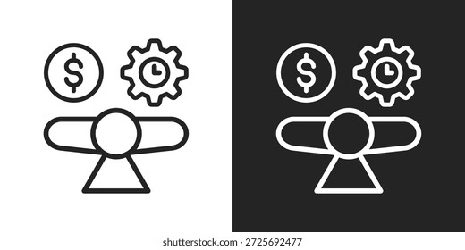 Break Even Icon In Black And White Line Style