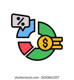 Break Even Icon Lineal Color Vector Illustration