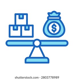 Break Even Point Icon Blue Color Style Vector Illustration