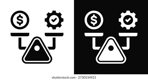 Break Even Point Icon White And Black Background Style