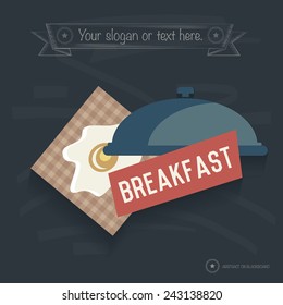 Break fast design on blackboard background,clean vector
