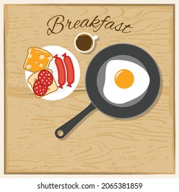 break fast food meat egg pan coffee cup 