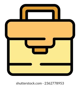 Break food box icon outline vector. Lunch meal. Container snack color flat