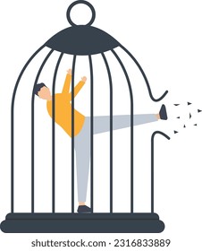 Break free, Quit job, Start Business, Flucht in Freiheit, Rücktritt vom Arbeitsplatz, Break Cage, Flucht aus der Arbeit 

