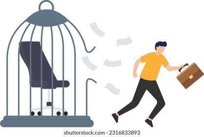 Break free, Quit job, Start business, escape for freedom, resign from workplace, Break Cage, Escape from work 


