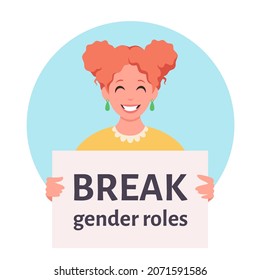 Break gender norms. Gender-neutral movement. Non-binary. LGBTQ Pride concept. Vector illustration