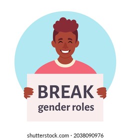 Break gender roles. Gender-neutral movement. Non-binary. LGBTQ Pride concept. Vector illustration