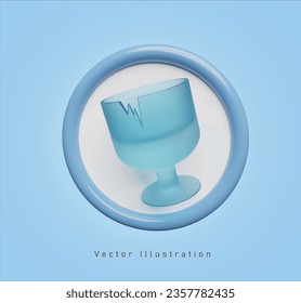 break glass sign in 3d vector illustration